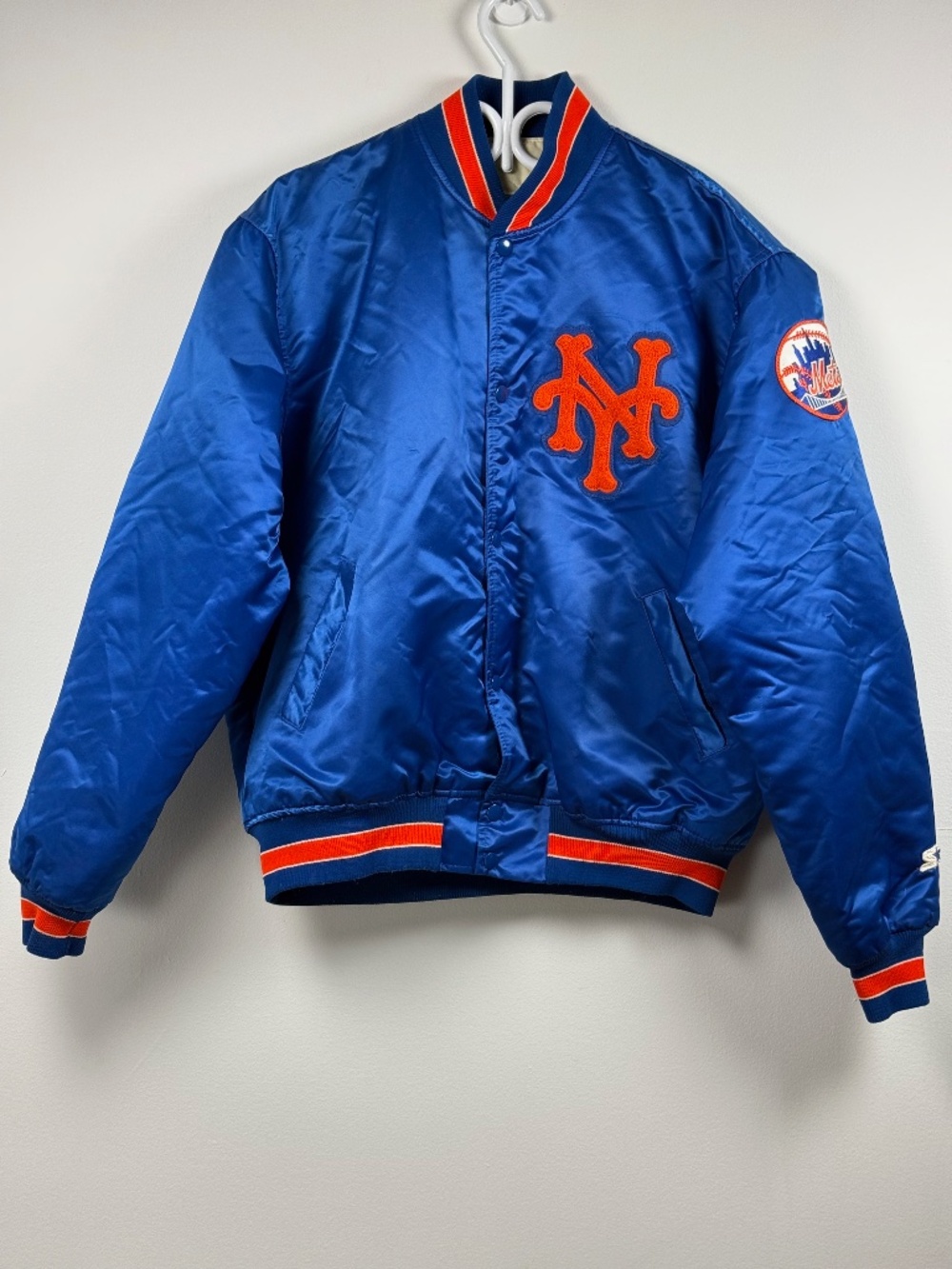 Vintage 80s Starter Diamond Collection New York Mets Satin Bomber Jacket size XL